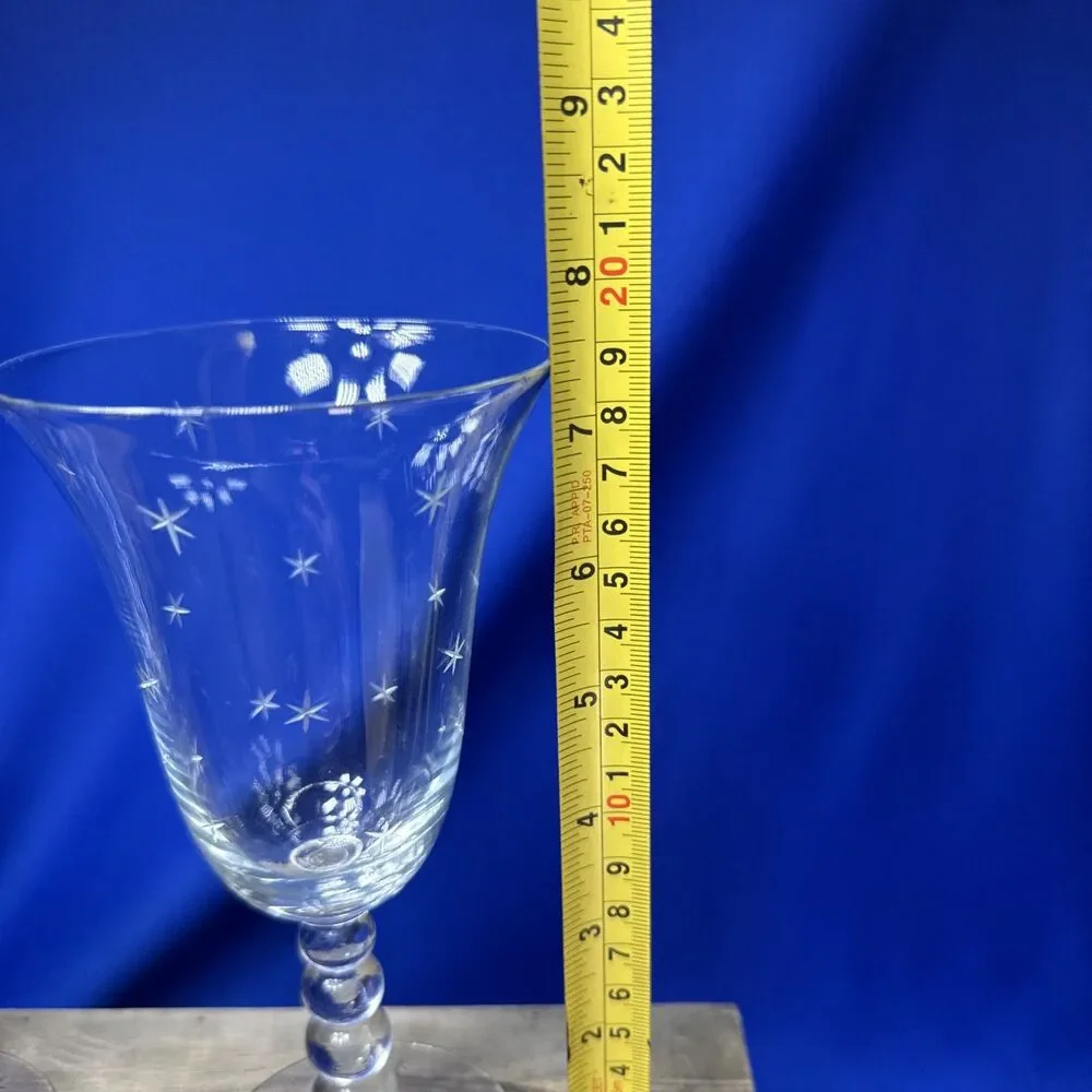 Vintage Candlewick 6 Point Star Cut 9  oz.  4 Ball Stem Water Goblets Set of 2